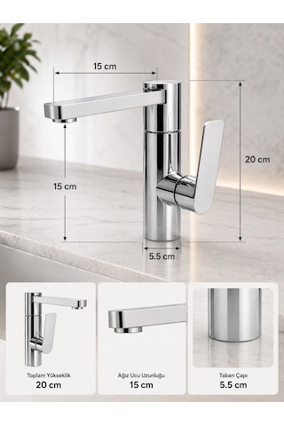 Viosa Lüx Premium Silva 360 Döner Borulu Banyo Lavabo Bataryası Çeşmesi Musluğu Siyah