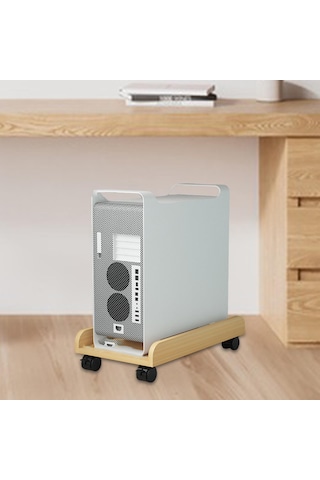 Homyl Masaüstü Cpu Ahşap Tekerlekli Stand Bilgisayar Kasası