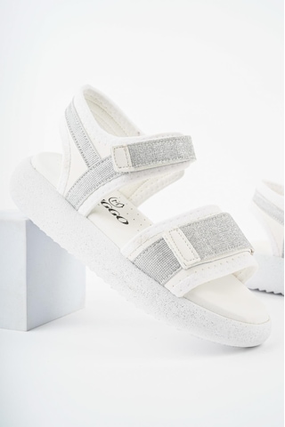 Muggo Cruz Garantili Günlük Ortopedik Hafif Taban Simli Ve Cırtlı Kız Çocuk Sandalet Beyaz