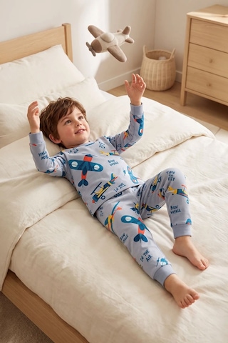 Zuzunga Time To Fly Gri Renk Uçak Desenli Erkek Çocuk Pijama Takımı