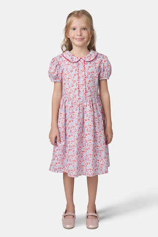 Made With Liberty Fabric Liberty Kumaş Bebe Yakalı Kız Çocuk Elbise Kırmızı