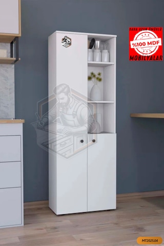 Tamamı Mdf 2 Kapaklı Ve Açık Raflı Çok Amaçlı Mutfak Dolabı/kavan