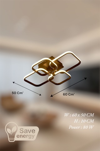 Ey Shop Siyah 4 Lü Kare Model 3 Renk Led Avize Siyah
