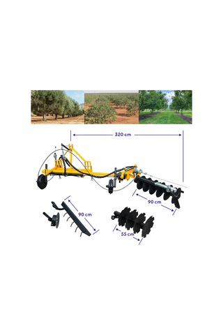 Kadıoğlu Extra Klasik Dikim Bahçe Zeytinlik Fıstık İçin Duyargalı Çapa Makinesi 3 Ataşmanlı Set