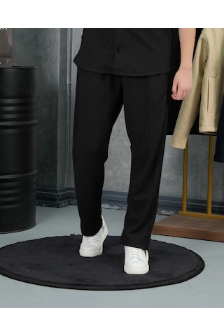Modefendi Örgülü Model Baggy Kesim Jogger İpli Pantolon Siyah