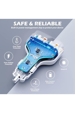 Mt36 4 Portlu Type-c Usb Araç Hızlı Şarj Çakmaklık Adaptörü Toplamda 96w Şarj Gücü Qc 3.0 18w Pd 30w Turbo Şarj Desteklemez Beyaz