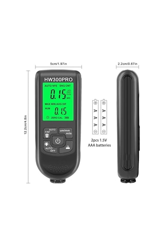 Hw-300pro Oto Boya Kalınlık Ölçer Fe Nfe 2000µm + 2 Fonksiyonlu Bardak Tutucu