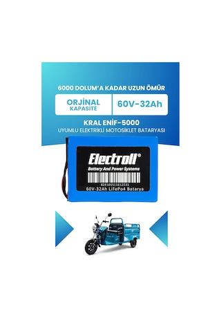 Kral Enif-5000 Batarya Standart Kapasite Lifepo4 60v 32ah Elektrikli Motosiklet Bataryası