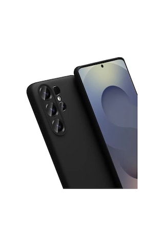 Galaxy Uyumlu Uyumlu S26 Nano İçi Kadife Silikon - Siyah Beyaz