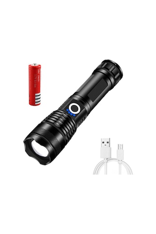 Jeemson "p50 Güçlü Led El Feneri - 600 Lümen, Şarj Edilebilir, Taşınabilir Ve Dayanıklı" Siyah