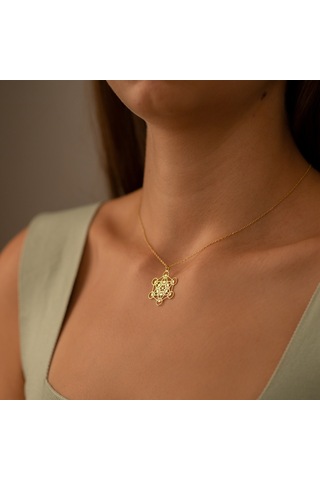 Dkmn Gümüş Metatron Sembolü Altıgen Biçimli 925 Ayar Kadın Gümüş Kolye