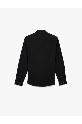 Koton Pamuklu Uzun Kollu Klasik Yaka Slim Fit Gömlek Siyah 6sam60095hw