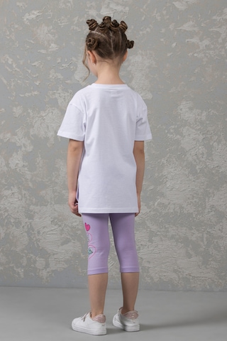Dmb Kids Lila Desenli Kız Çocuk Taytlı Kısa Kollu Takım Lila