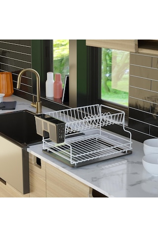 Teknotel Kb005 İki Katlı Tabaklık Bulaşıklık Beyaz