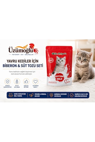 1 Adet Yavru Kedi Süt Tozu Ve Biberon Seti 200 Gr Yeni Doğan Ve Annesiz Yavru Kediler İçin Besleyici Süt Tozu