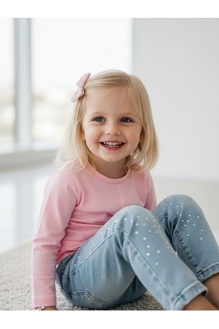 Zekids Kız Bebek Pamuklu İnce Uzun Kollu Bluz-16720 Pembe