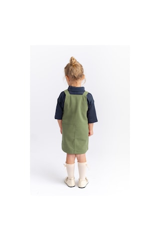 Oliventhekid Gabardin Jile Kız Çocuk Elbise Yeşil Yeşil