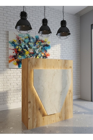 Resital Ledli Karşılama Bankosu G-90 Cm Ofis Kasa Resepsiyon Masası Banko-001-6-8