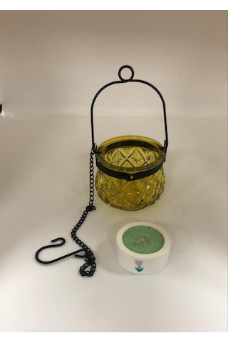 Cam Mumluk Sarkıt Sarı Taş Tozu Mum Hediyeli Çok Renkli