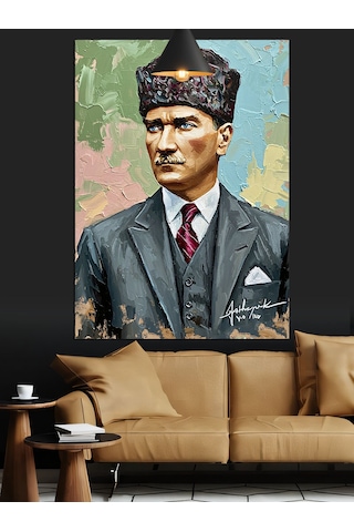 Klasik Mustafa Kemal Atatürk Portresi Dekoratif Kanvas - Mdf Ahşap Tablo