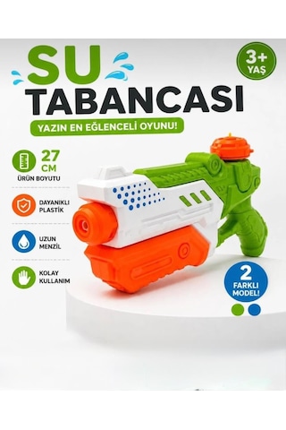 27 Cm Pompalı Büyük Su Tabancası - 600 Ml Su Kapasiteli Geniş Hazneli Yaz Oyuncağı Su Yeşil