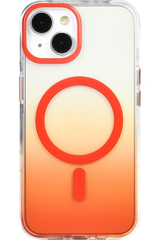 Apple Uyumlu iPhone 13 Kılıf M-safe Şarj Özellikli Transparan Renk Geçişli Zore Toros Kapak Turuncu