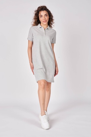 Defys Kadın Polo Yakalı Kısa Kollu Regular Fit Basic Elbise Gri Melanj - 625081659 Gri Melanj