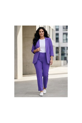 Hanezza Yeni Sarap Rengi Kadın Blazer Ceket Büyük Beden Takım Elbise Uyumlu Lila - 5553107 Lila