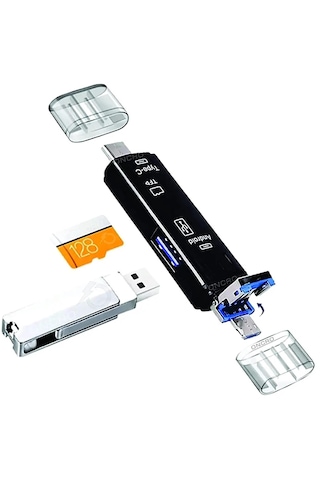 5068 Otg 3in1 Type-c Ve Micro Usb Tf Çevirici Dönüştürücü Kart Okuyucu