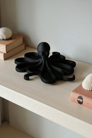 Oxyteez Ahtapot Tasarımlı Dekoratif Stand Siyah Renk Reçine Tasarım Ev Ve Ofis Dekorasyonu