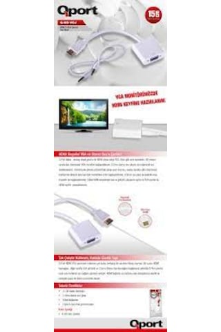 Qport Q-Hd-Vgj Hdmı To Vga Hdmı Dan Vga Çevirici Ses Girişli Ad.