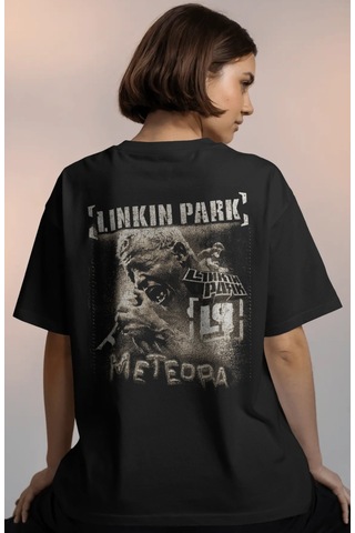 Linkin Park Rock Metal Müzik Grubu Baskılı Unisex Oversize Premiu Siyah