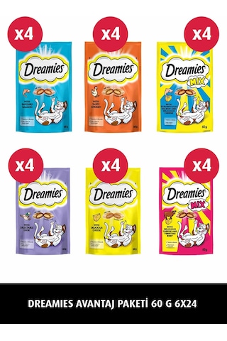 Dreamies Karışık Ödül Maması Paketi 6 x 24'lü 60 G