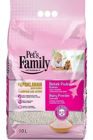 Pet's Family Bebek Pudrası Kokulu Kedi Kumu 10 Lt X 2 Adet