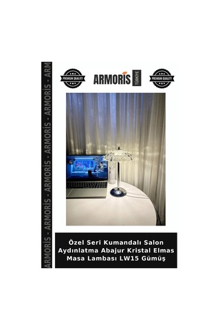 Özel Seri Kumandalı Salon Aydınlatma Abajur Kristal Elmas Masa Lambası Lw15 Gümüş
