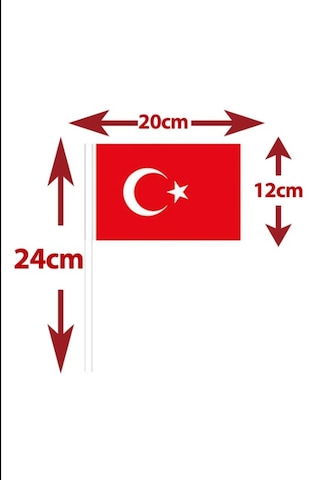 20li Çubuklu Kağıt Türk Bayrağı Çıtalı Sopalı 23 Nisan