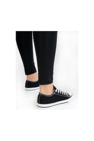 Keten Günlük Unisex Spor Ayakkabı Siyah Beyaz Siyah