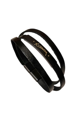 Kemal Atatürk Yazılı %100 Deri 3lü Erkek Bileklik Set 21 Cm Türk