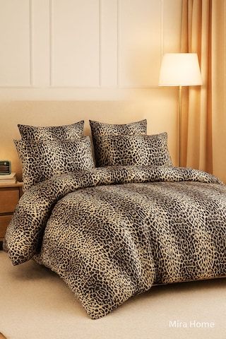 Çift Kişilik Pamuklu Nevresim Takımı Wild Leopard Renkli