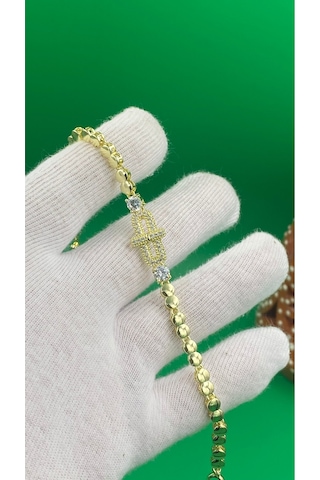 Xuping Tek Taşlı 14 Ayar Zirkon Model Altın Rengi Bileklik Gold