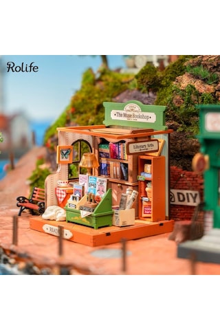 Rolife Ds040 Kitabevi The Muse Bookshop Dıy Minyatür Maket Model Seti Mini Dollhouse 3d Model Kit Detaylı Dekoratif Hobi Seti 3d Puzzle Tiny House