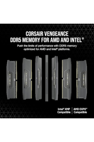 Vengeance Ddr5 32gb 2 X 16gb 6000mhz Cl38-44-44-96 1.35v Intel Xmp 3.0 Amd Expo Bilgisayar Masaüstü Belleği - Gri