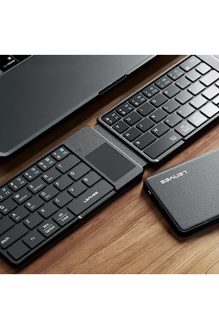 Lenyes Wk109 Sessiz Tuş Tasarımlı Touch Padli Katlanabilir Bluetoothlu Kablosuz Klavye Siyah