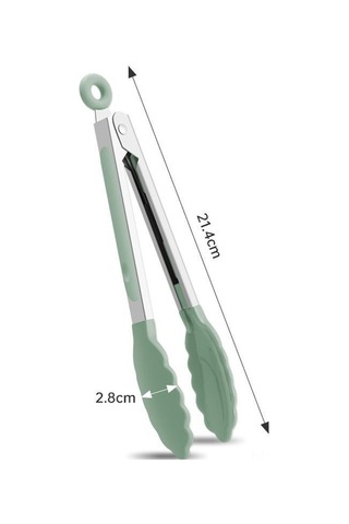 Suofeng Yeşil Silikon Uçlu Mutfak Kolu - 230 C Isı Dayanıklı - Çelik Gövde - 7 İnç - Pişirme, Bbq Ve Servis İçin Uygun Yeşil