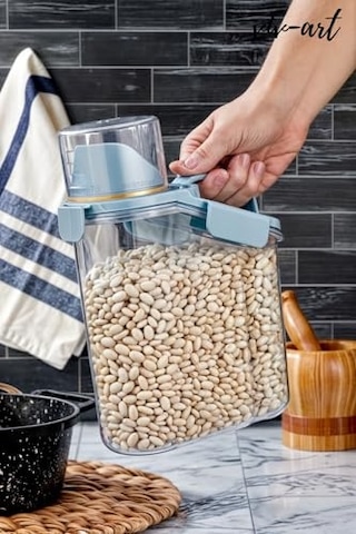 Vivart Özel Tasarım 1.8 L Kapaklı Sıvı Toz Deterjan Saklama Kabı Banyo Organizer Çok Amaçlı Saklama Kutusu Mavi Çok Renkli