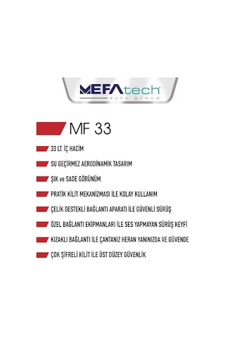 Mefatech Mf33 Motosiklet Çantası 33 Lt. Motosiklet Arka Çanta Siyah N11.195