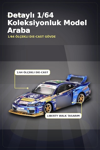 Lbwk Formula Drift 1/64 Nissan S15 Silvia Model Araba - Liberty Walk Replica Bx-313402
