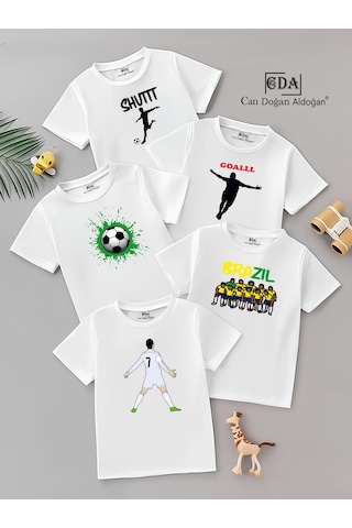 Cda Futbol Çeşit 5li Çocuk Tshirt Beyaz