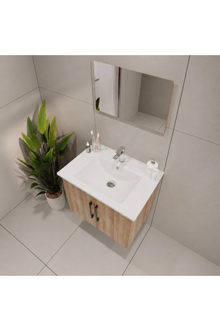 Creavit D20 Banyo Dolabı Seti Çekmeceli 80 Cm Everest Kahverengi