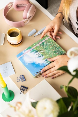 A5 Spiralli Sert Kapak Lastikli Çizgili Tarihsiz Not Defteri Manzara Genel
